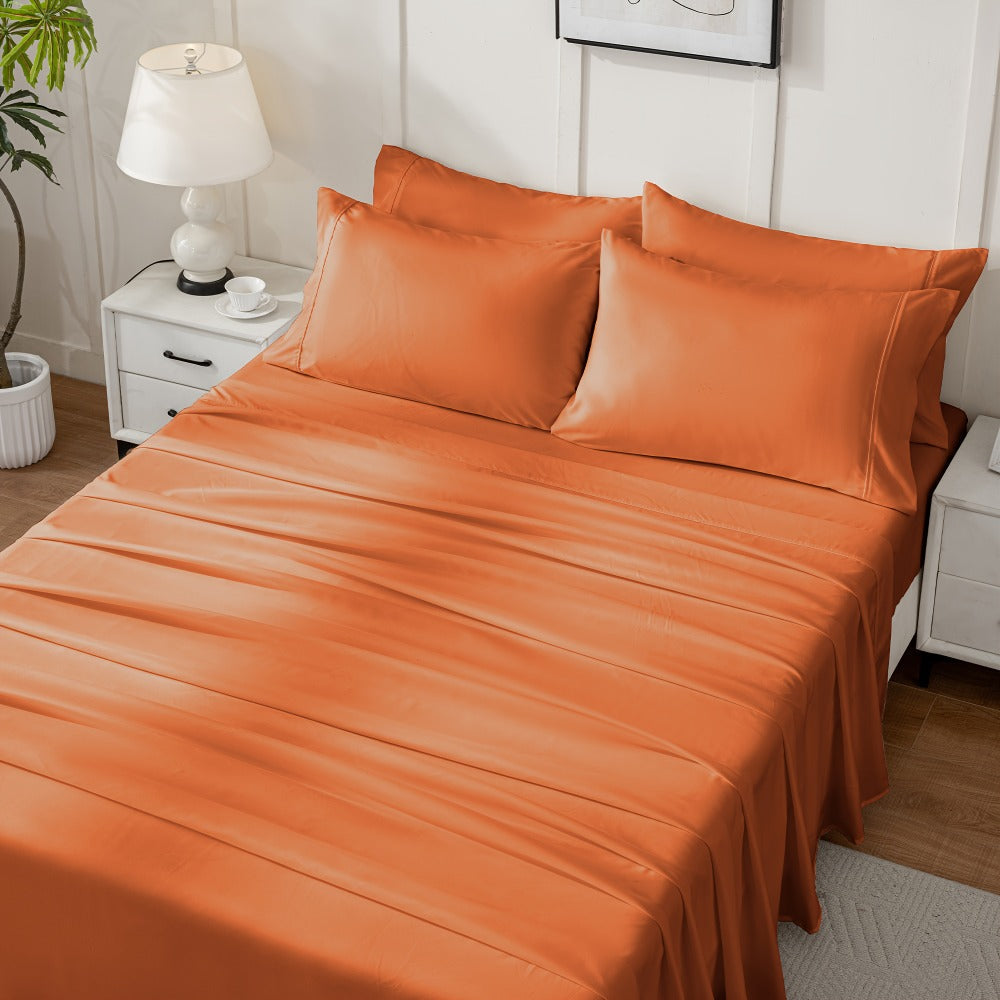 Bed Sheet Set Soft Breathable Cooling Microfiber Fitted & Flat Sheets with Deep Pockets ¨C Wrinkle Free Hotel Luxury Bedding in Multiple Colors & Sizes