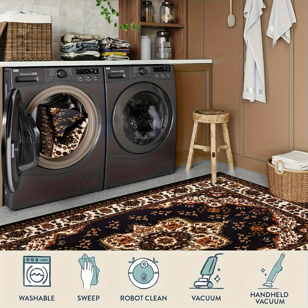 Large Area Rug for Living Room Bedroom ¨C Soft Fluffy Persian Bohemian Style Floor Mat, Anti-Slip Backing, Machine Washable, Vintage Carpet for Modern & Traditional Decor, Multiple Sizes