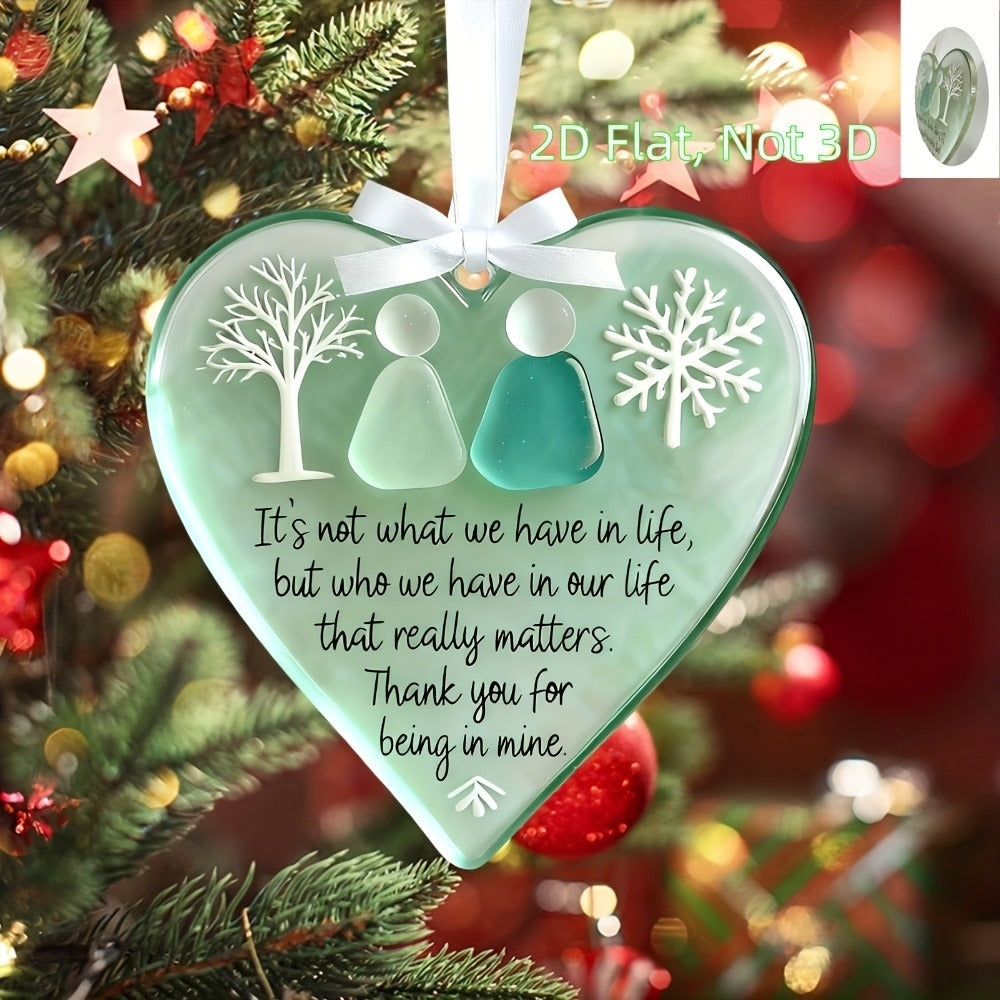 Acrylic Heart Friendship Ornaments 15 Pack ¨C Heart-Shaped Sea Hanging Decor with Inspirational Quote, Christmas Tree Ornaments, Car Charm & Best Friend Gift Set