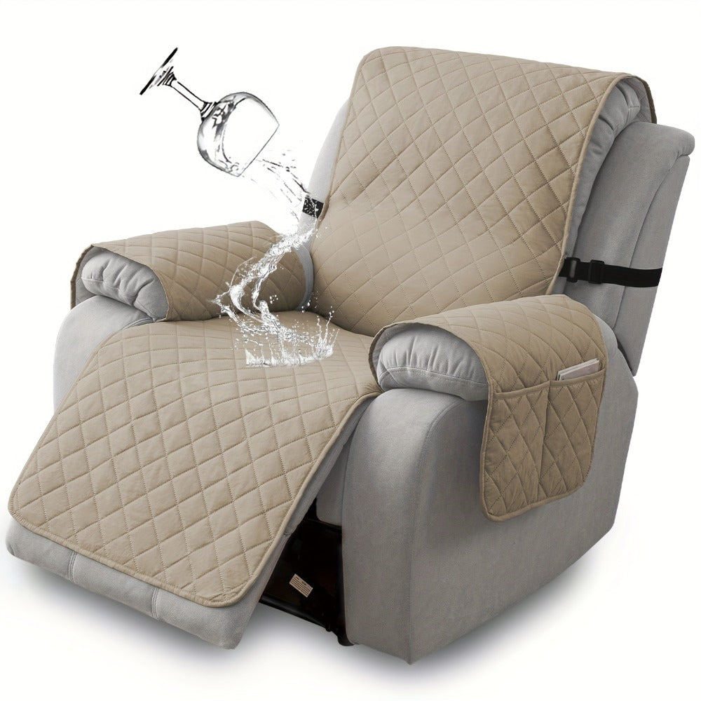 Chenille Knit Recliner Chair Cover Non-Slip Elastic Straps Drawstring Closure Pet Furniture Protector for Large Recliner 8 Colors