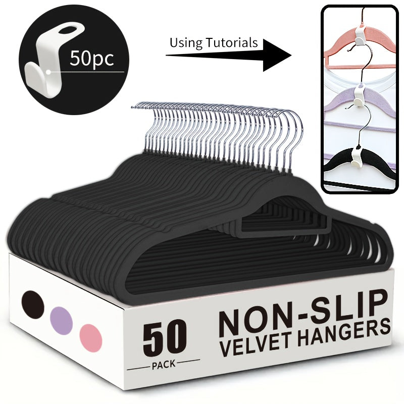 Non-Slip Velvet Hangers with 360¡ã Rotating Hook & Hanger Buckles ¨C Space Saving Closet Organizer Set (50pcs or 20pcs)