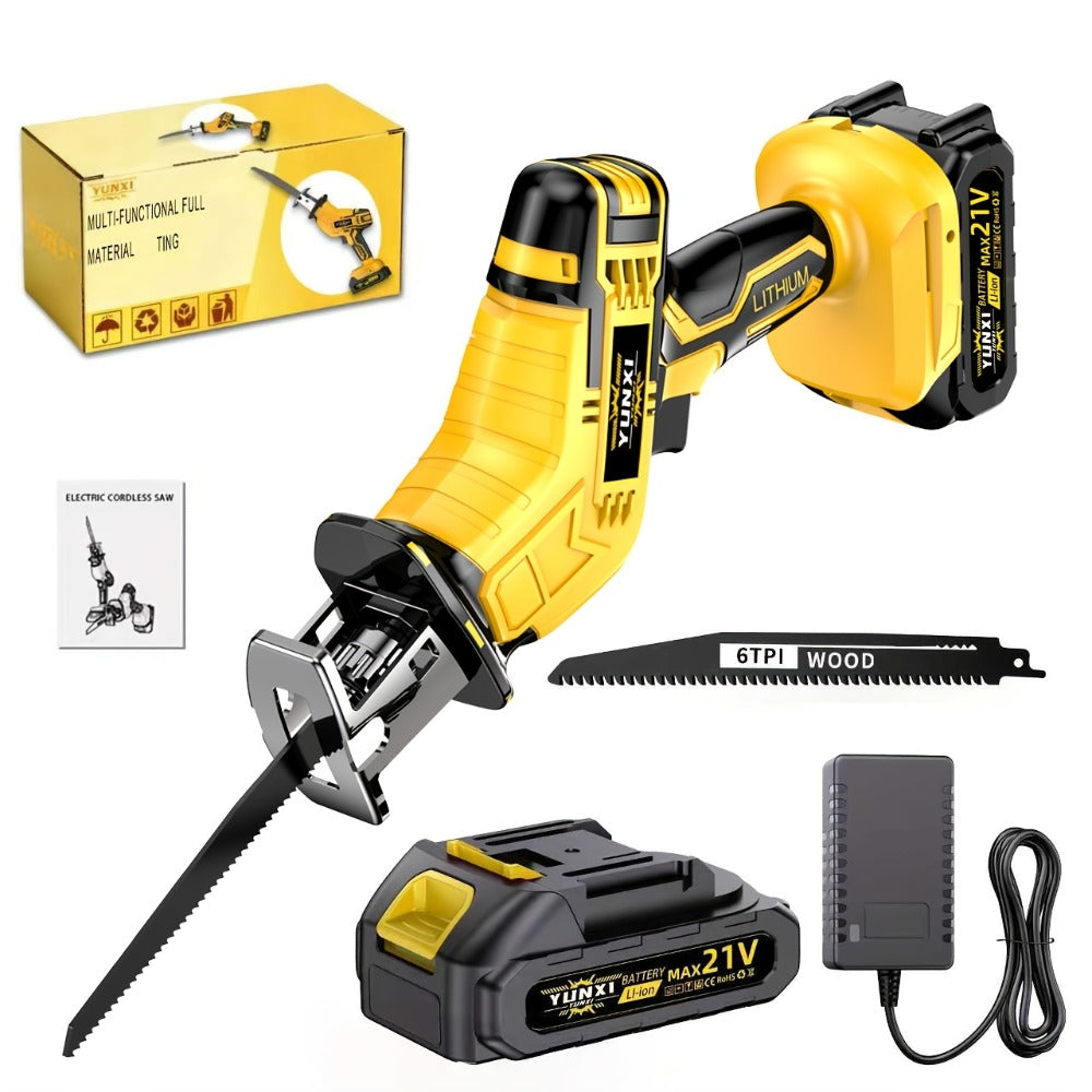 Cordless Reciprocating Saw - Electric Reciprocating Saw with Safety Lock, Large Capacity Battery & Charger, Variable Speed for Wood, Metal & Demolition Cutting, DIY Home Renovation Power Tool