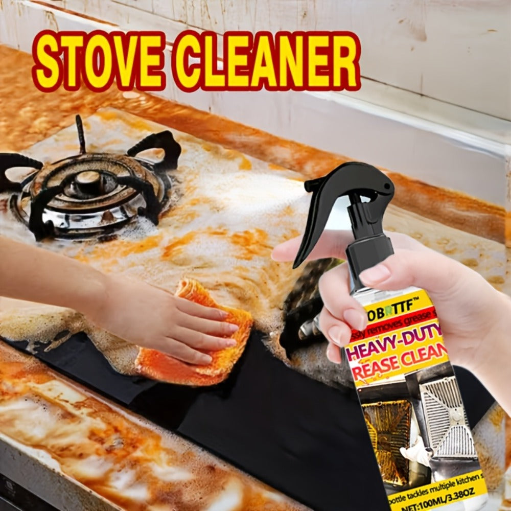 Kitchen Grease Remover Spray 3.38oz Powerful Degreaser - Fog-Free Spray for Range Hoods Stovetops Cookware Ovens, Removes Stubborn Grease Stains & Tough Grime, Easy-Use Stove Cleaner for Home & Professional Chefs