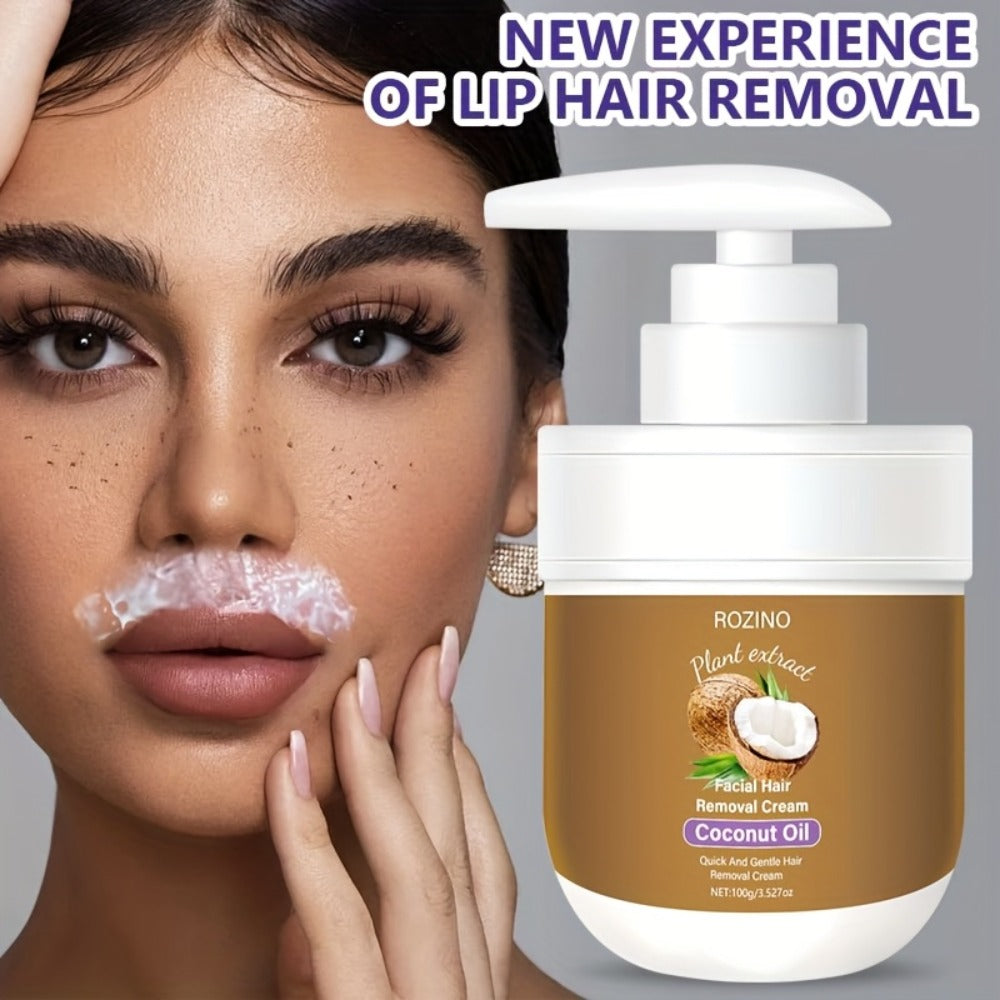 Hair Removal Cream with Coconut Essence & Aloe ¨C Mild Non-Irritating 5-Minute Formula for Underarms, Lips, Arms, Legs, Back & Bikini Area, Gentle Depilatory Cream for Sensitive Skin, 100g
