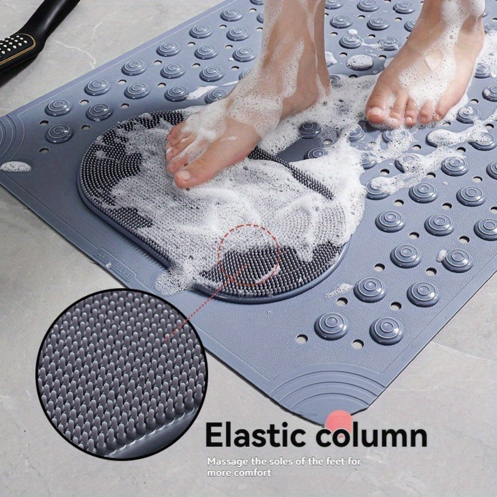 Non-Slip Bath Mat with Massage Buttons - PVC Shower Mat with Polka Dot Pattern, 0.35¡± Thick Rectangular Bathroom Safety Mat | Anti-Slip Bathtub Mat for Shower, Tub & Bathroom Floor | Multiple Colors