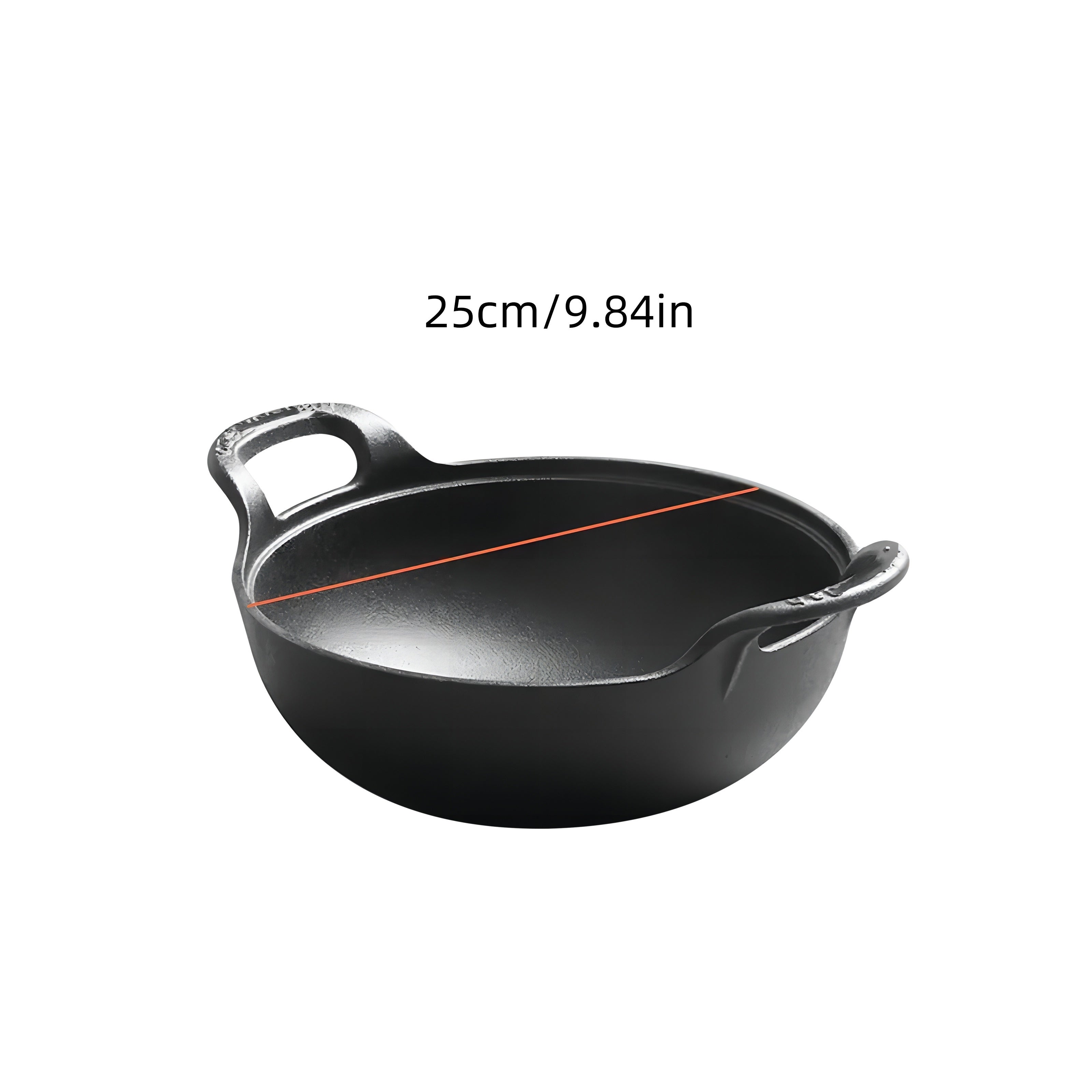 Cast Iron Wok Skillet Non-Stick Deep Stir Fry Pan with Dual Handles - Heavy Duty Uncoated Traditional Cooking Pot Multi-Size 9.84 10.62 11.81 12.59 Inch for Home Outdoor Grilling Baking