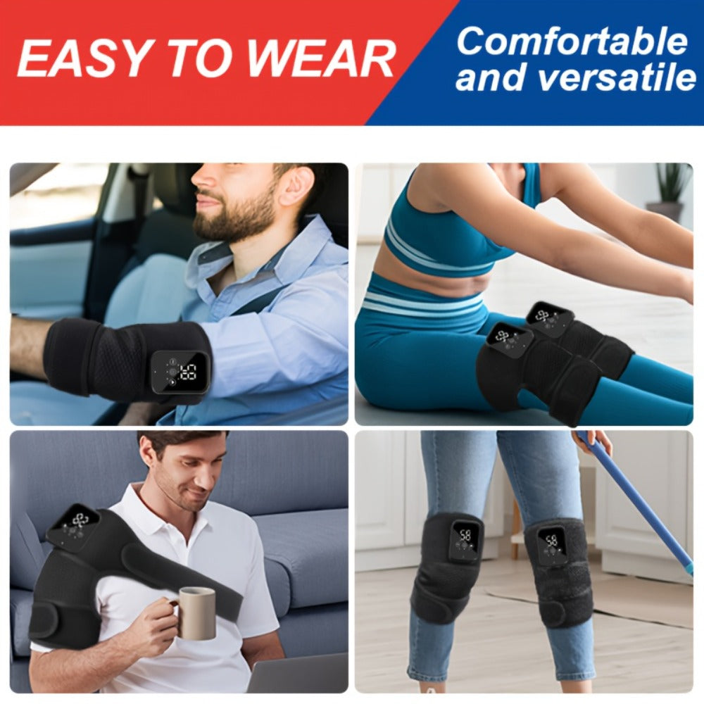 Heated Knee Massager with Heat and Vibration Massage ¨C Wireless Portable Electric Knee Brace Wrap for Pain Relief, Arthritis, Joint Stiffness ¨C 3-in-1 Shoulder Elbow Knee Heating Pad, Gift for Elderly