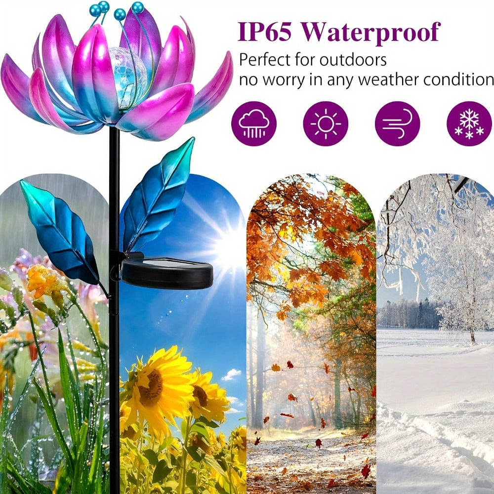 Solar Outdoor Windmill Light Rotating Garden Stake | Color Changing LED | Waterproof Solar Garden Light | Spinning Windmill Lamp for Patio Lawn Yard Pathway Decoration | Purple Blue