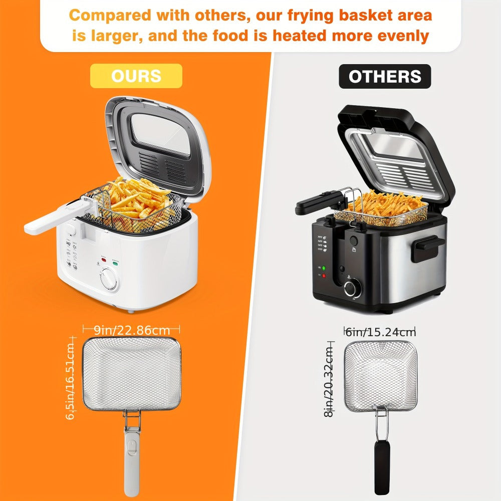 Electric Deep Fryer 1500W ¨C 84.54oz Large Capacity, Adjustable Temperature Control, Non-Stick Basket, Viewing Window, Removable Lid, One-Touch Switch, Easy to Clean, Black & White Options