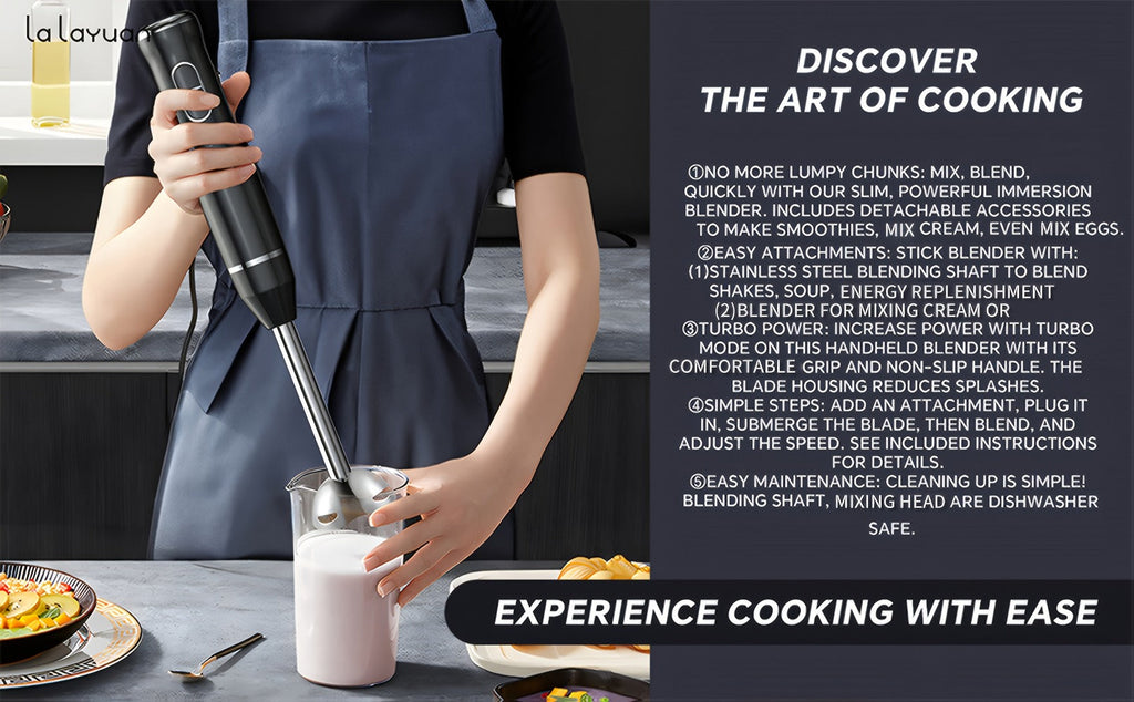 Immersion Blender 400W Handheld Stick Mixer with 2 Speeds & Turbo Mode 304 Stainless Steel Blades ¨C Corded Hand Blender with Detachable Base for Soup Smoothie Puree Baby Food