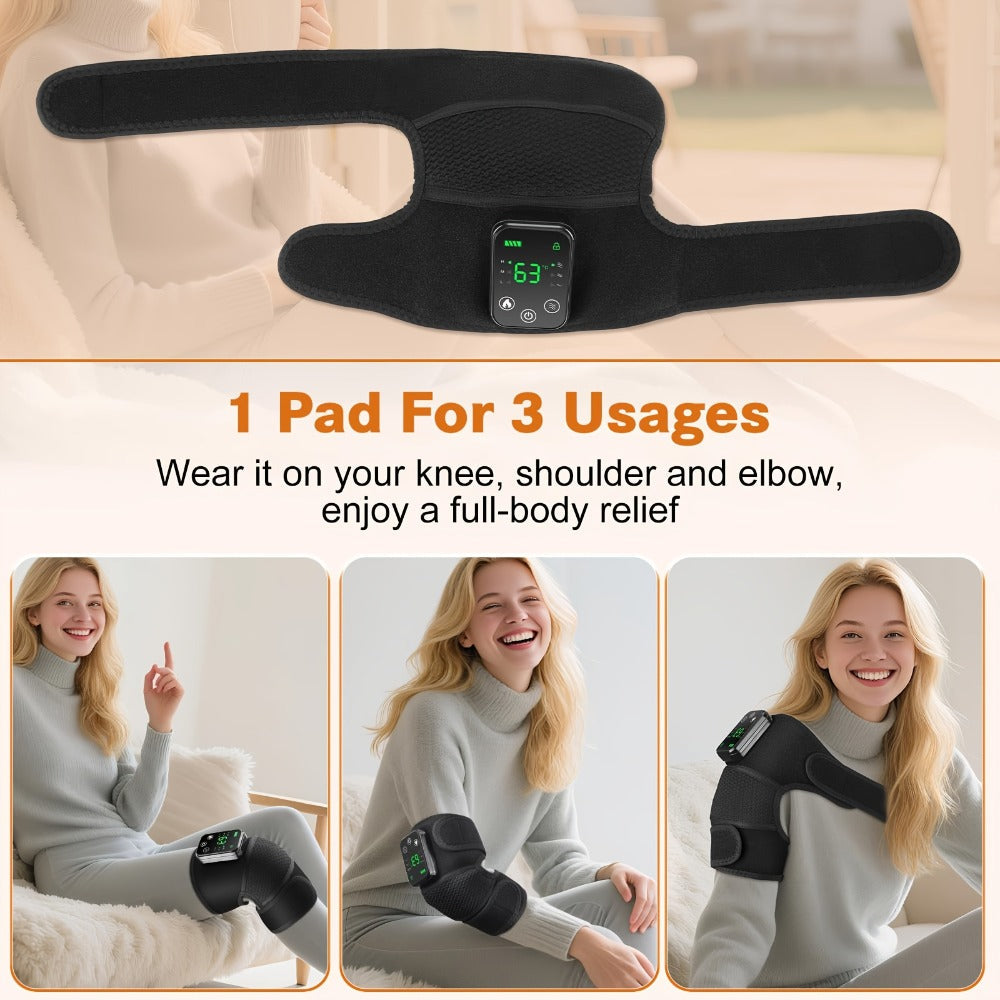 Heated Knee Massager with Heat and Vibration Massage ¨C Wireless Portable Electric Knee Brace Wrap for Pain Relief, Arthritis, Joint Stiffness ¨C 3-in-1 Shoulder Elbow Knee Heating Pad, Gift for Elderly