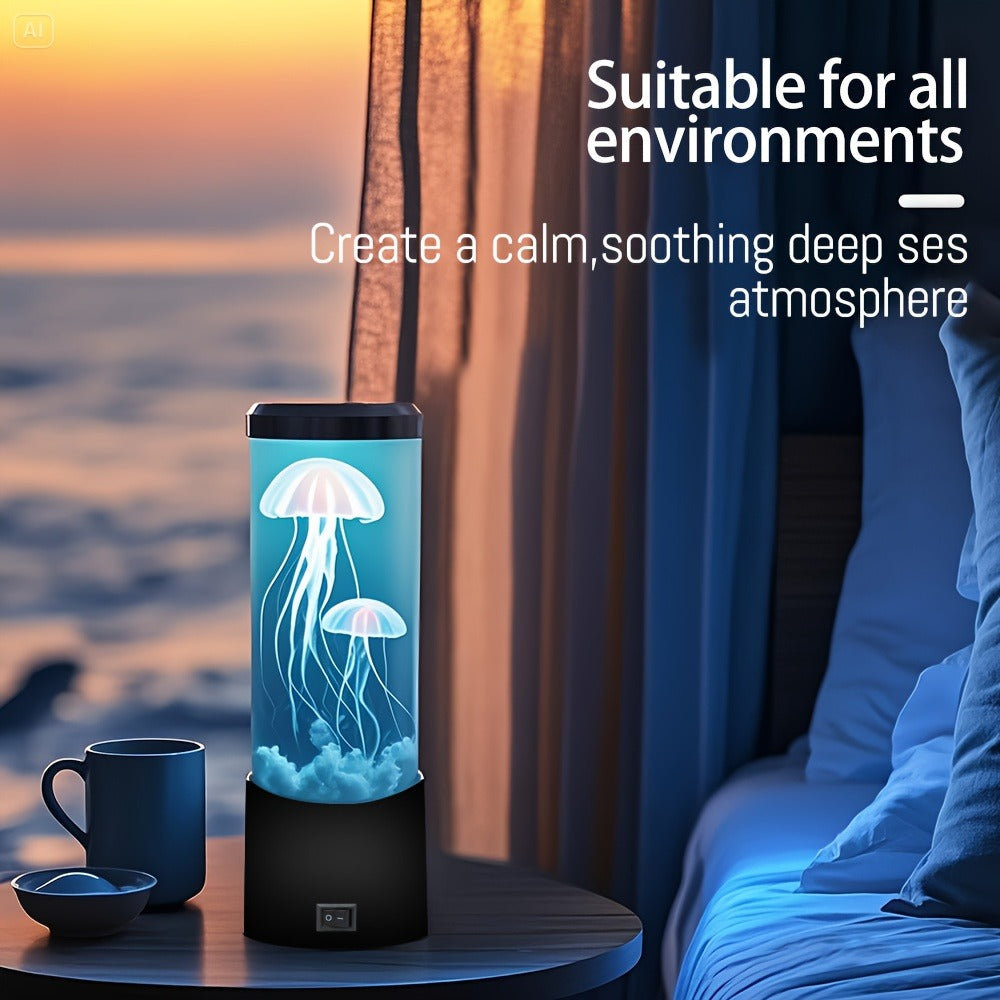Jellyfish Lamp Deep Sea Atmosphere Night Light - Lifelike Color Changing LED Jellyfish Lava Lamp for Bedroom, Home Decor, Headboard, Easy Install, Soft Glow Nightlight Gift