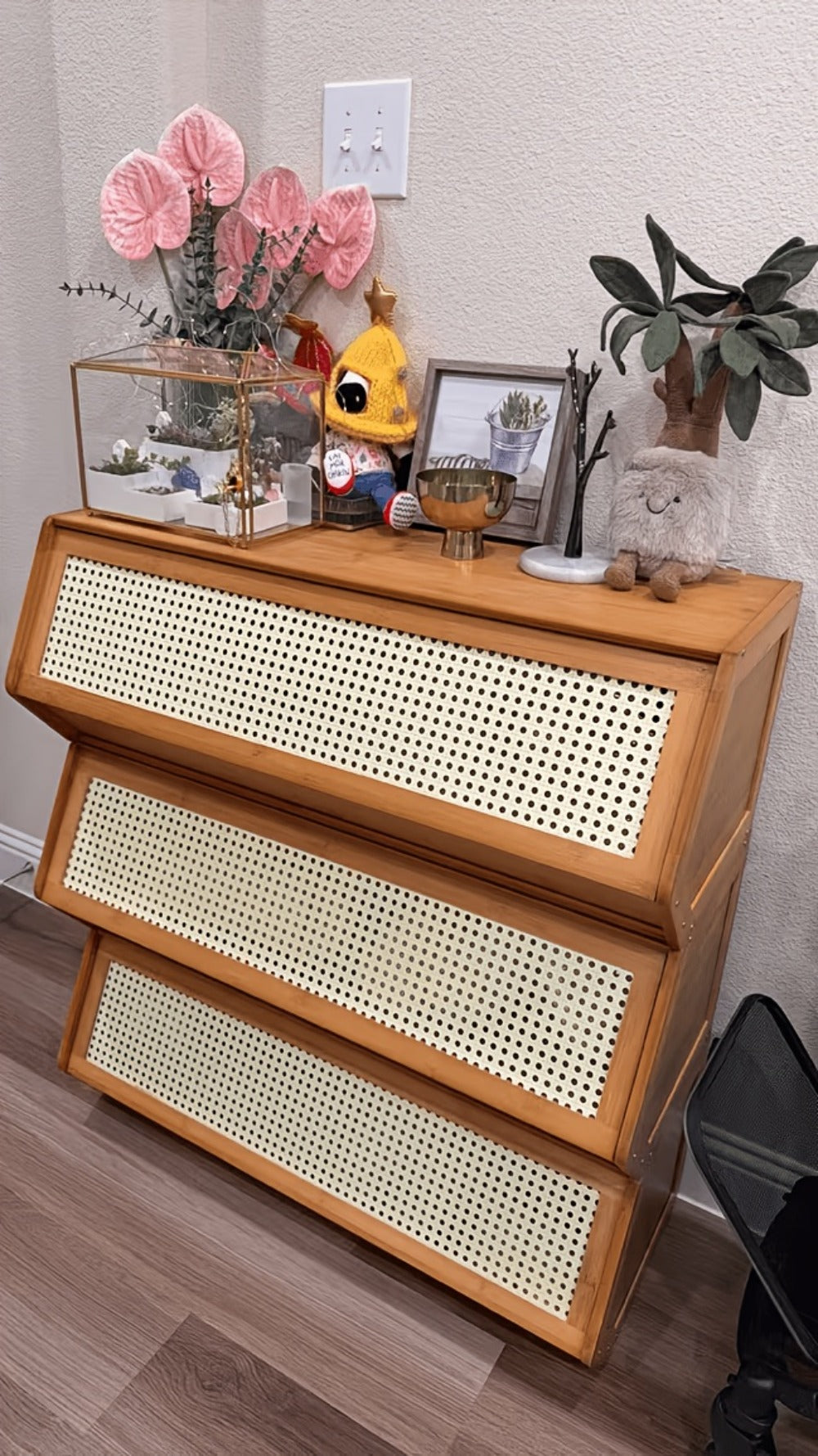 Bamboo Shoe Rack with Flip Drawer Freestanding Narrow Entryway Shoe Organizer 2 Sizes Stackable Storage for Living Room Bedroom