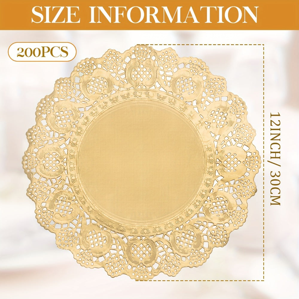 200pcs Paper Doilies Lace Round Placemats Disposable Wedding Table Decor 12 Inch