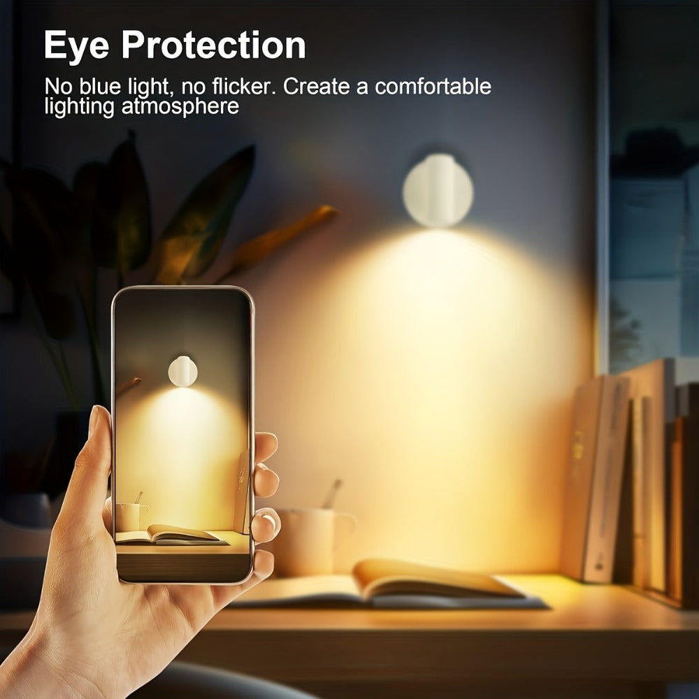 Wireless LED Spotlight Indoor 2 Pack Remote Control 3-Color Adjustable Motion Sensor Magnetic USB Rechargeable Wall Light for Bedroom Corridor Art Display