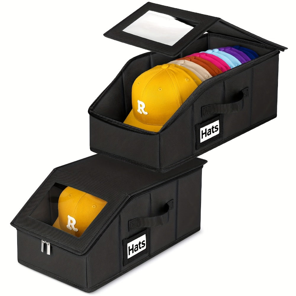 Hat Storage Box for Baseball Caps ¨C Stackable Cap Organizer for Closet, Holds Up to 30 Caps, Freestanding Hat Boxes for Women & Men | 1pc & 2pcs Pack in Gray, Black & Pink