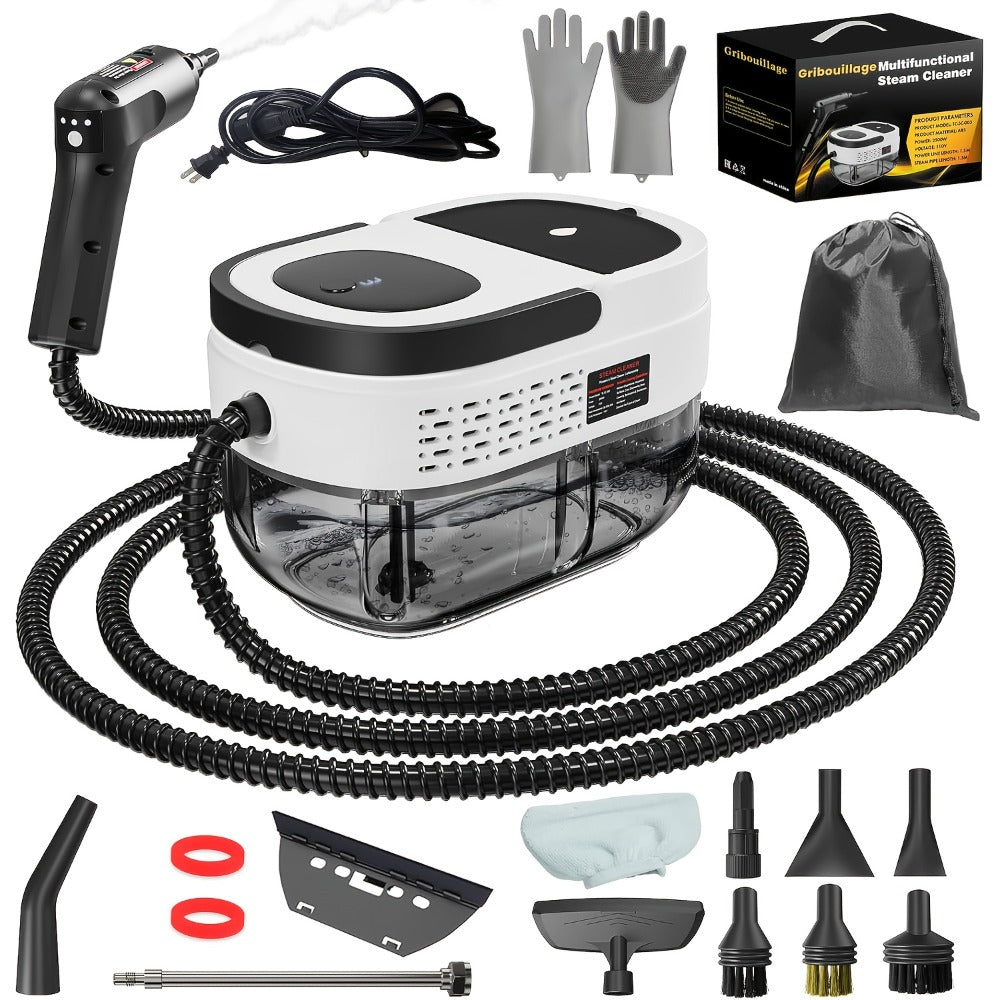 High Pressure Steam Cleaner Handheld 1.6L Large Tank 3-Level Adjustable Handle for Home Car Detailing Bed Bugs Couch Grout Furniture