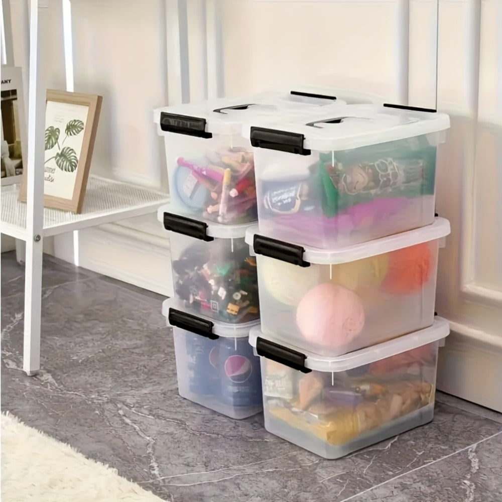 Stackable Clear Plastic Storage Bins with Lids ¨C 6 Pack Large Capacity Clip-On Lid Containers for Home, Closet, Office & Garage Organization (12.7qt / 20.8qt)