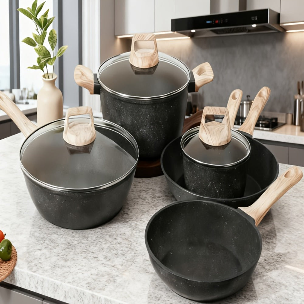 Granite Nonstick Cookware Set ¨C Frying Pans, Pots & Lids, Non-stick Coating, Induction & Electric Stove Compatible, Kitchen Essentials Gift Set