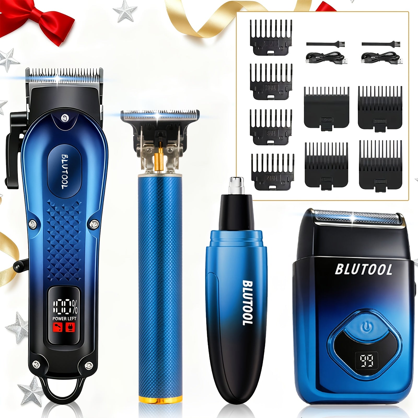 Electric Hair Trimmer & Beard Shaver Set for Men - Professional Rechargeable Hair Clipper with LED Display, All-in-One Grooming Kit for Daily Use, Home Barber & Gift for Men - Multiple Colors
