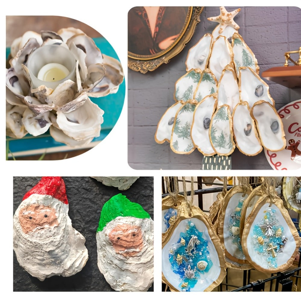 Natural Flat Oyster Shells for Crafts ¨C 17pcs 3-5in Disk Shaped Sea Shells, Vase Filler, DIY Arts & Crafts, Christmas Ornaments, Home Decor, Beach Wedding Decoration