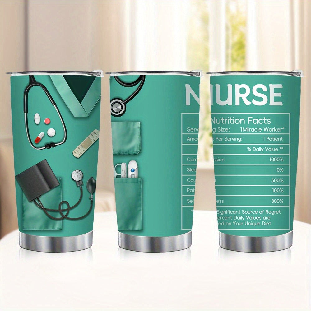 Nurse Tumbler 20oz Stainless Steel Insulated Cup with Lid and Straw - Medical Kit Design Travel Mug Nurse Gift Idea for Women Nurses Week Birthday | Rose Red Green Purple | Hot Cold Beverages