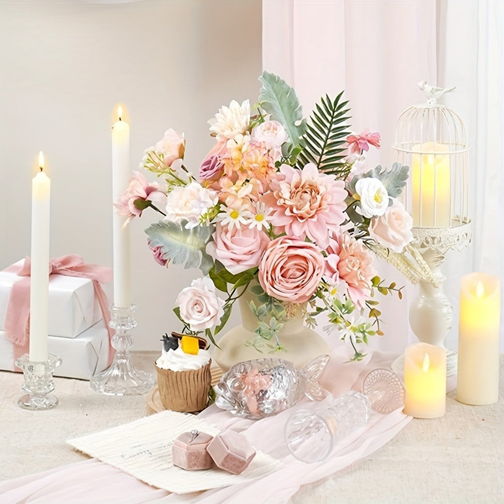 Artificial Roses Box Set for Wedding Bouquet, DIY Centerpiece & Home Decoration ¨C Pink Valentine's Day Spring Flowers
