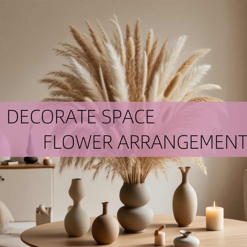 Dried Pampas Grass Bouquet 125pcs Natural Dried Flowers Boho Home Decor Bunny Tails Arrangement for Vase Wedding Centerpiece Bohemian Room Decoration Photography