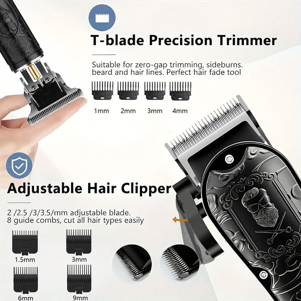 Electric Grooming Kit Foil Shaver Beard Trimmer & Nose Ear Hair Trimmer Set with LCD Power Display - Rechargeable 2 to 4 Piece Sets for Home, Travel & Car, Perfect Gift for Men, Husband & Father
