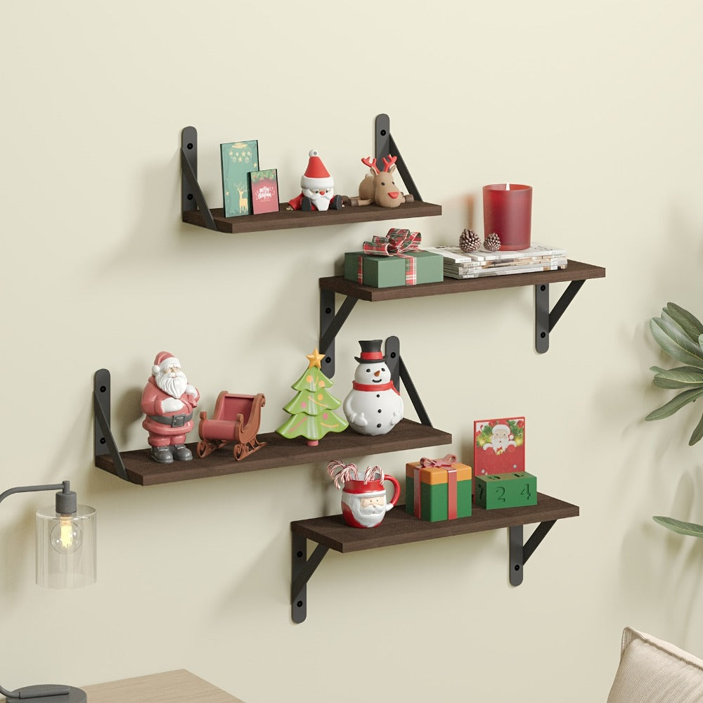 Floating Shelves Wall Mounted 4-Pack ¨C Decorative Wall Shelves for Bedroom, Living Room, Bathroom & Plants, Home Storage Display Shelf for Books, Decor & Accessories, 4 Color Options
