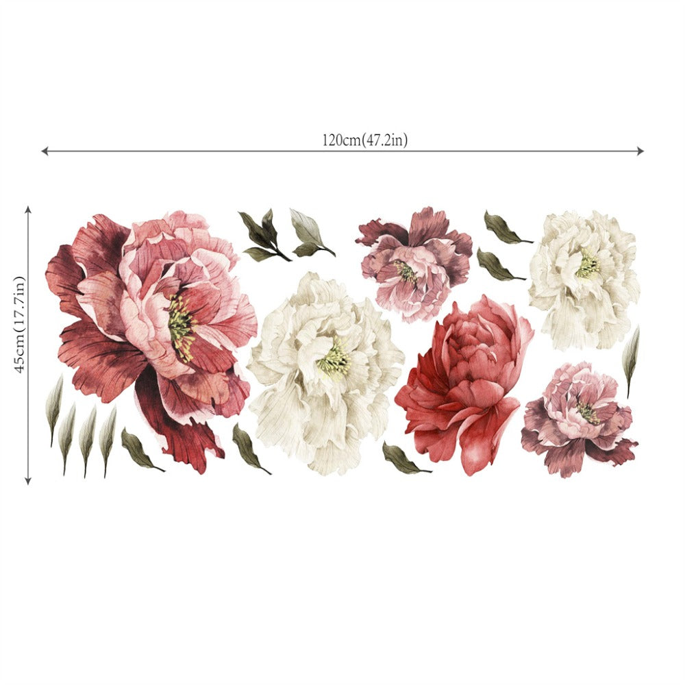 Peony Flower Window Glass Sticker ¨C Anti-Collision Waterproof Decorative Glass Film, European Floral Wall & Window Decal for Home Decor, 17.7 x 47.2 Inches (2 Styles)