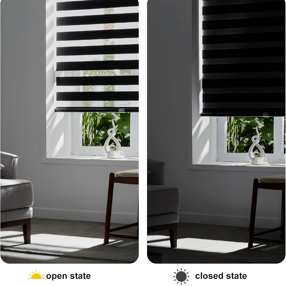 Cordless Zebra Blinds Double Layer Light Control Privacy Window Shades for Bedroom Living Room Office Easy Install Multiple Sizes