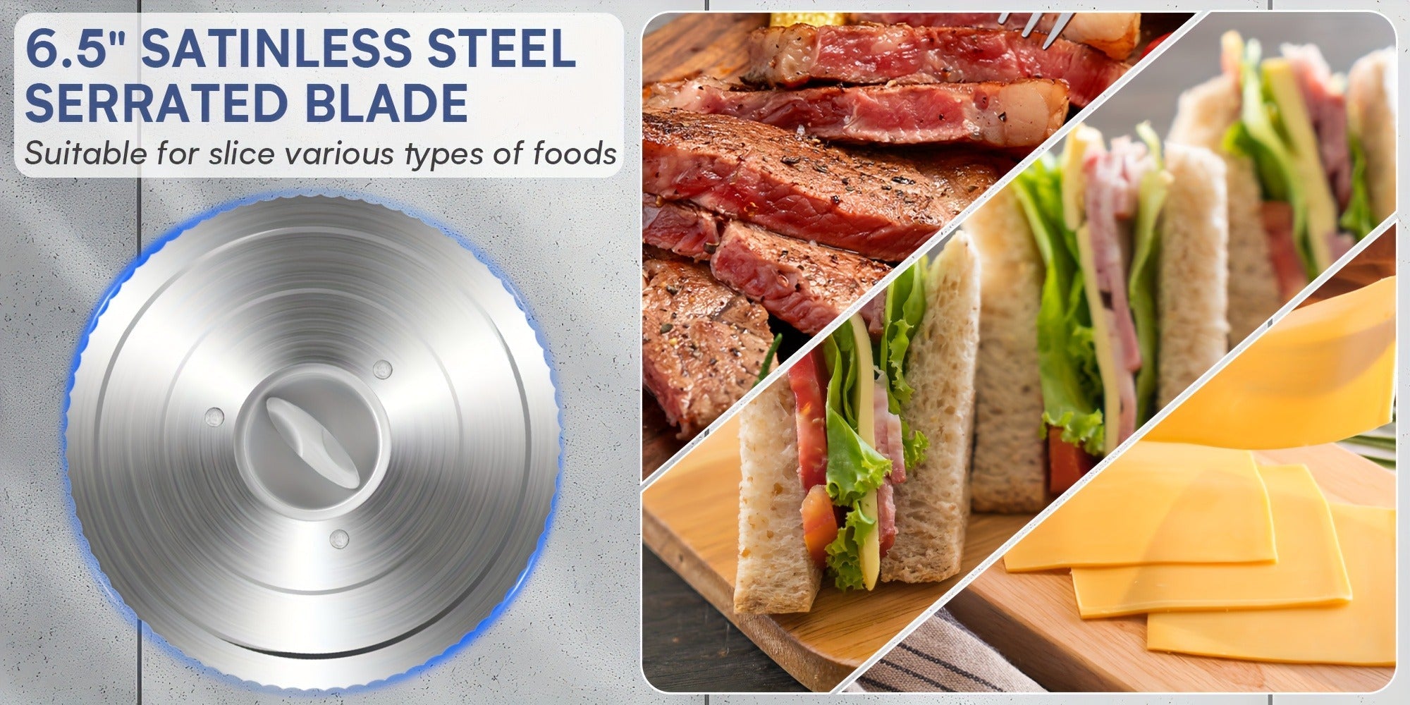 Electric Meat Slicer 0-15mm Adjustable Thickness ¨C Home & Commercial Deli Food Cutter for Meat, Vegetables, Fruits, Bread & Lamb, Stainless Steel Blade, Easy to Clean Kitchen Slicing Machine