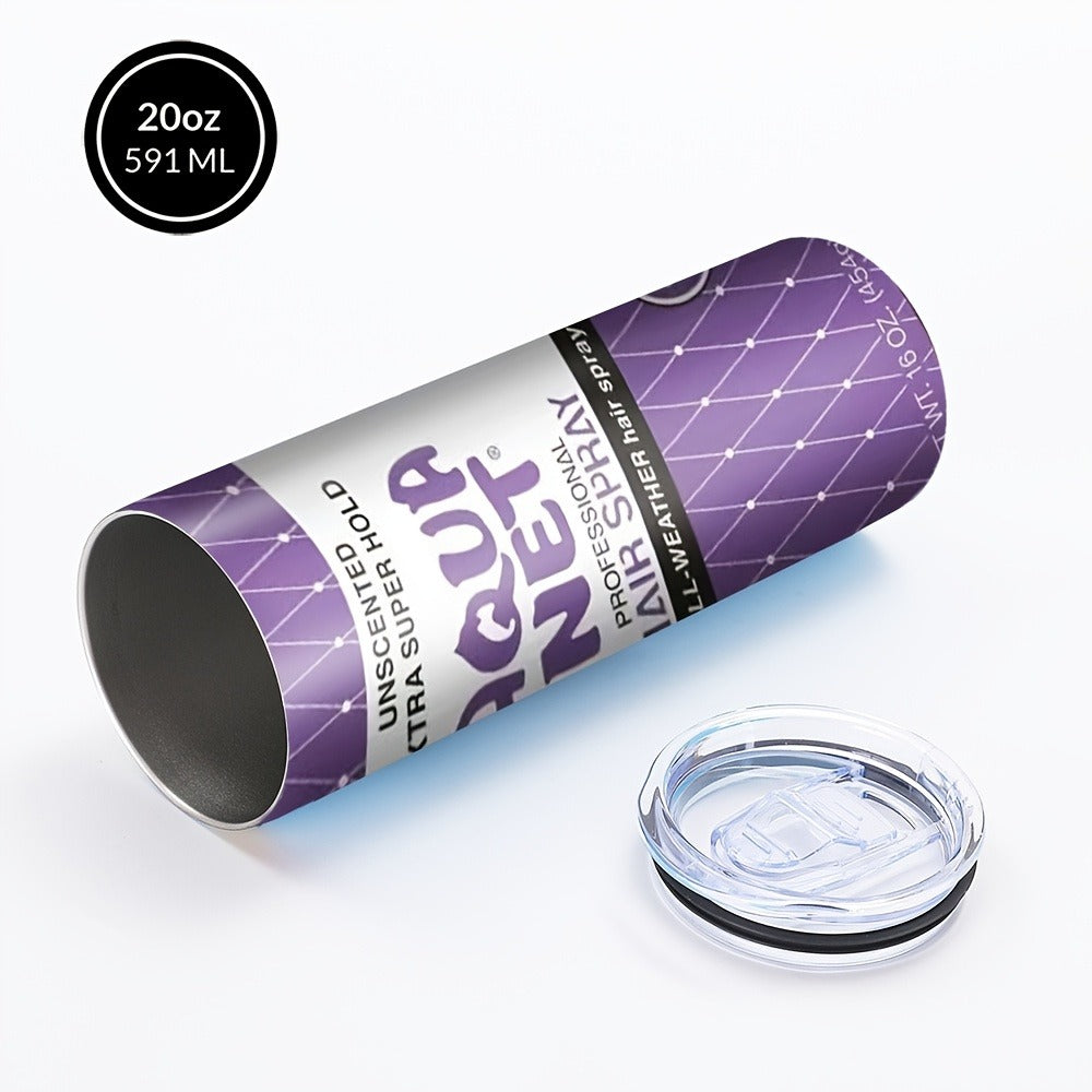 80s Retro Insulated Tumbler 20oz Stainless Steel - Vintage Nostalgia Travel Mug with Lid & Straw Purple Blue Graphic Gift for 80s Lovers Cosmetologists Mom Christmas