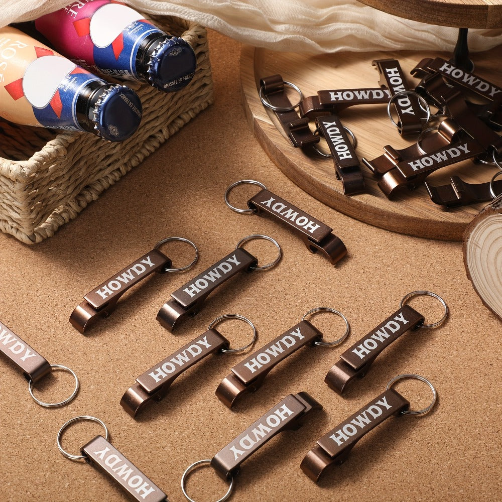 Cowboy Bottle Opener Party Favors 30pcs Bulk - Western Cowgirl Metal Keychain Opener Brown Wild West Rodeo Wedding Bridal Shower Souvenirs Gifts for Guests