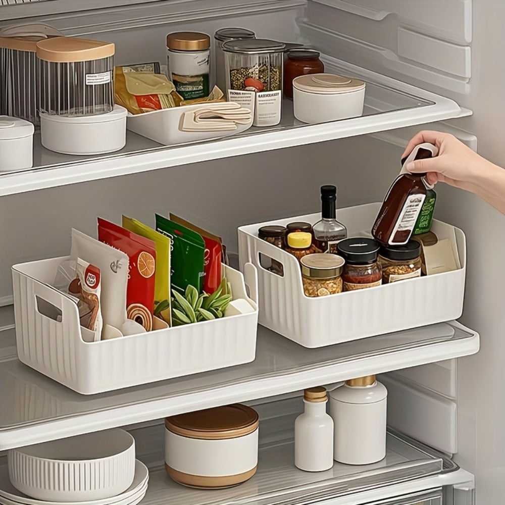 Seasoning Storage Box Transparent Plastic with Adjustable Compartments | Detachable Multi-Function Kitchen Organizer for Spices Snacks Small Items | Large Capacity Refrigerator Countertop Organizer