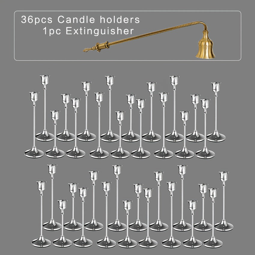 Copper Plated Candlestick Holders Bulk Set ¨C Retro Minimalist Taper Candle Holders for Wedding Birthday Christmas Dining Table Fireplace Decor