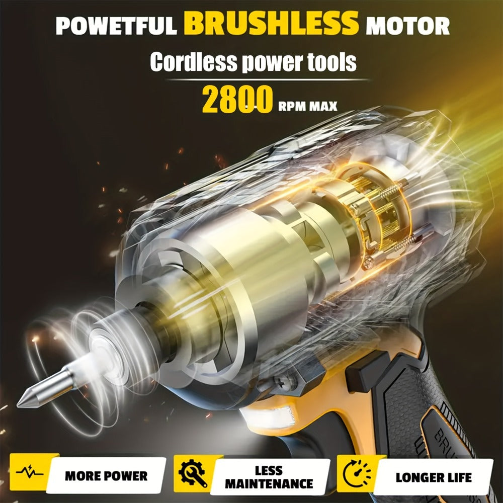 Cordless Power Tool Combo Kit for Dewalt 20V Battery - Impact Wrench 1500Nm, Brushless Drill & Screwdriver Set for Home Repair & Construction