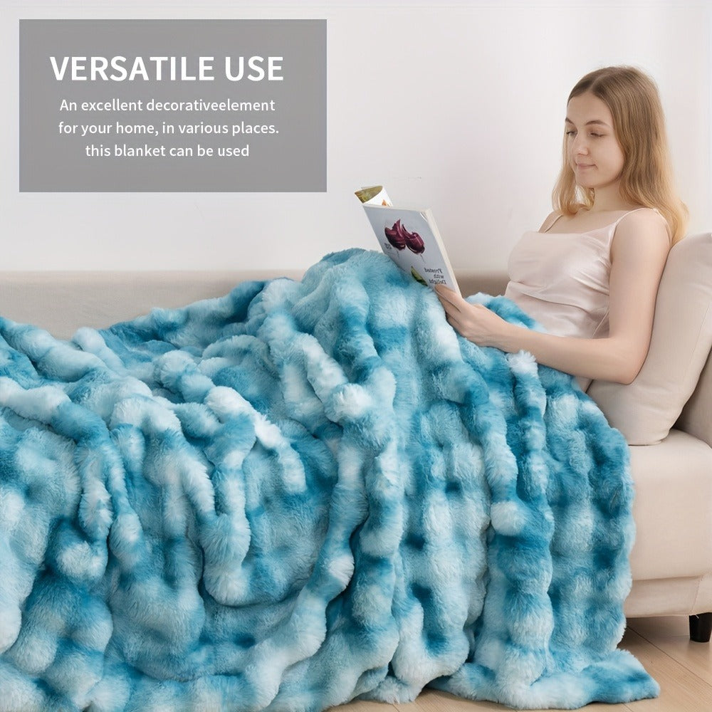 Faux Rabbit Fur Fluffy Blanket ¨C Thick Warm Soft Plush Throw for Bed & Living Room, Luxury Furry Blanket, 8 Colors, 4 Sizes