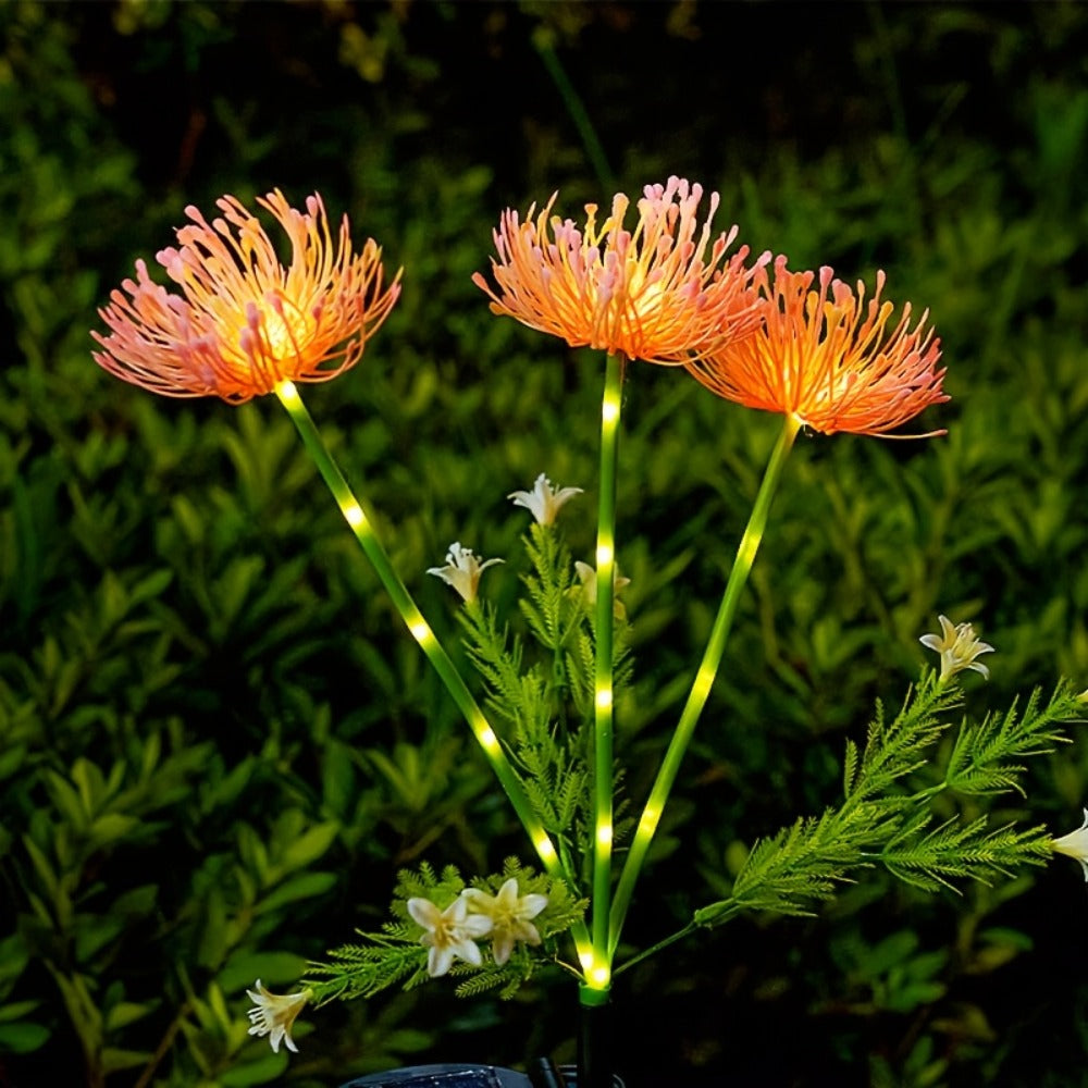 Solar Powered Flower Garden Lights 2-Pack ¨C 3-Head Outdoor Lawn Simulation Shore Flower Stake Lights for Courtyard, Garden, Pathway & Landscape Decoration