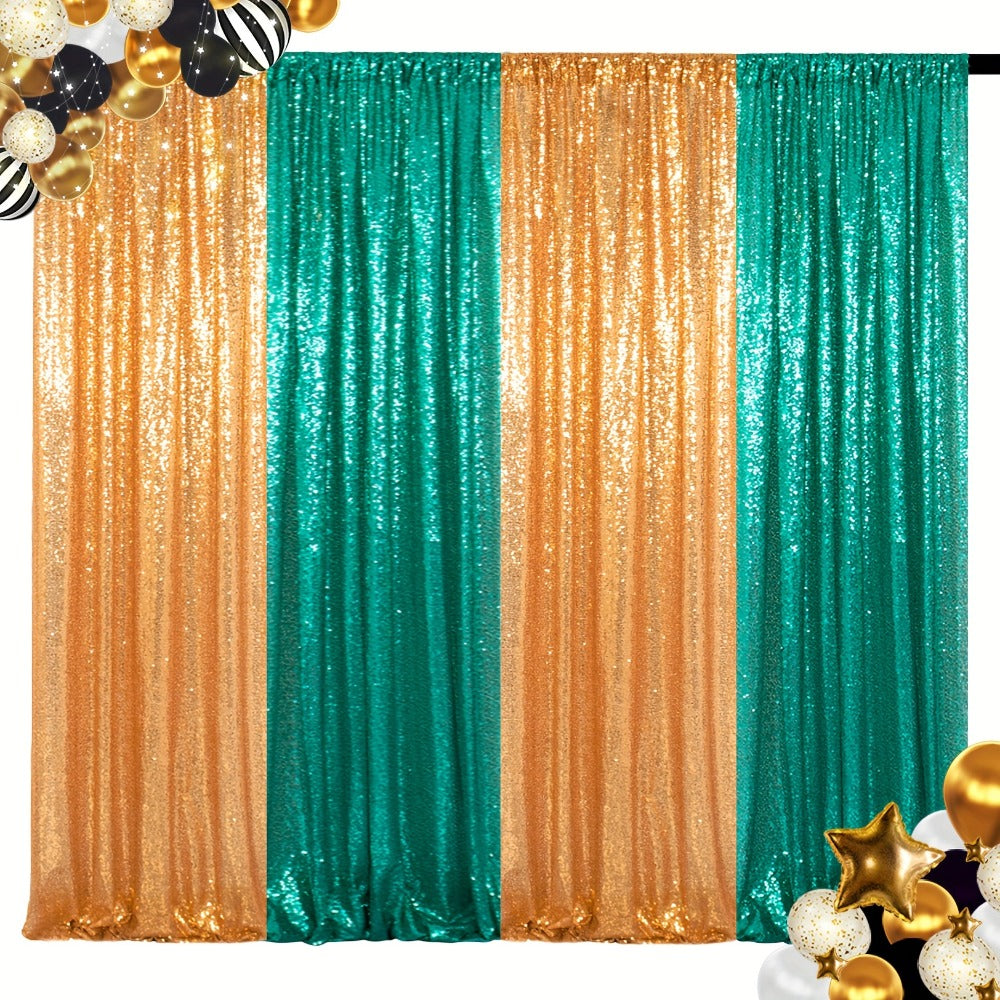 Sequin Backdrop Curtain 4 Panels 2FTx8FT ¨C Shimmer Glitter Background for Wedding Party Photo Booth Decoration