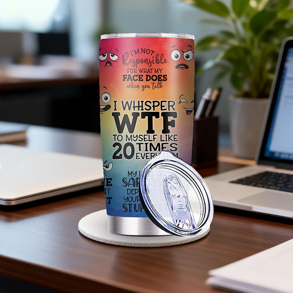 Insulated Tumbler 20oz with Lid & Straw Rainbow Humor Pattern Stainless Steel Travel Coffee Mug Hot Cold Drinks Gift for Women Men Coworker Birthday Christmas