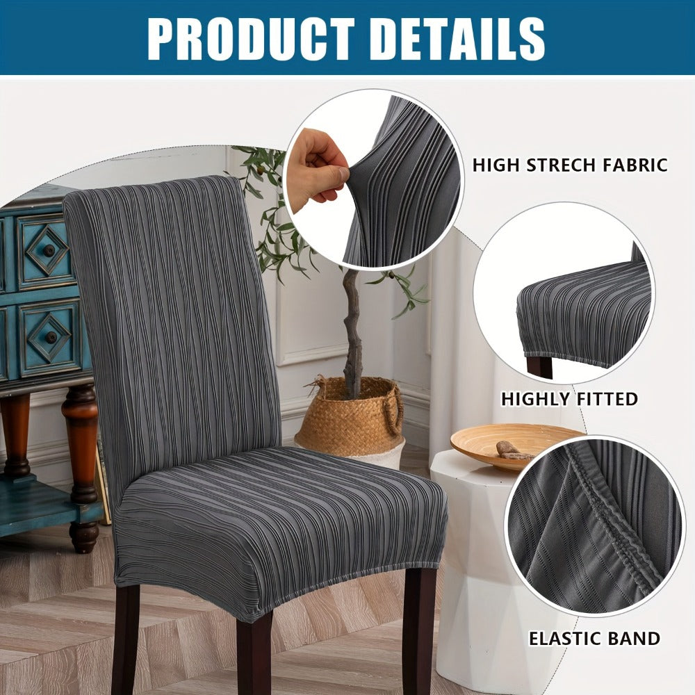 Dining Chair Covers Stretch Slipcovers Set of 4 or 6, Stain Resistant Removable Washable Chair Protector for Home Kitchen Restaurant Wedding, Spandex Jacquard Fabric, 7 Colors Available