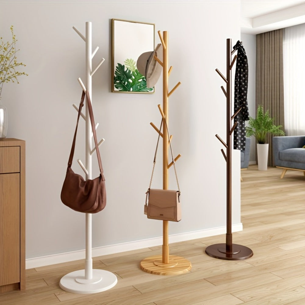 Coat Rack Freestanding Floor Standing - Vertical Clothes Hanger Stand for Bedroom Entryway Living Room Hallway, Heavy Duty Garment Rack for Suits Hats Bags Ties Belts, Easy Assembly No Tools Required