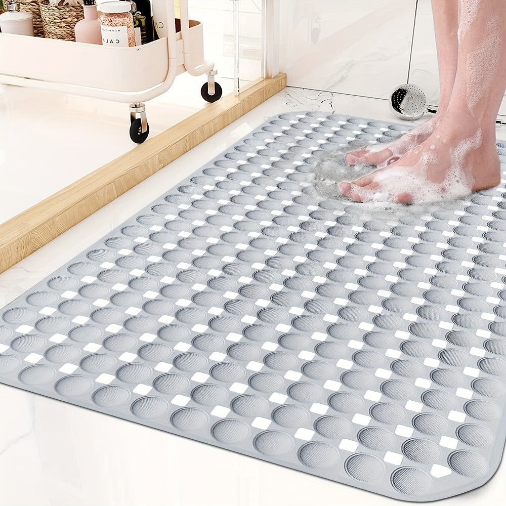 Bath Mat with Suction Cups Non-Slip Shower Mat TPR Quick Dry Machine Washable Bathtub Mat for Bathroom Spa