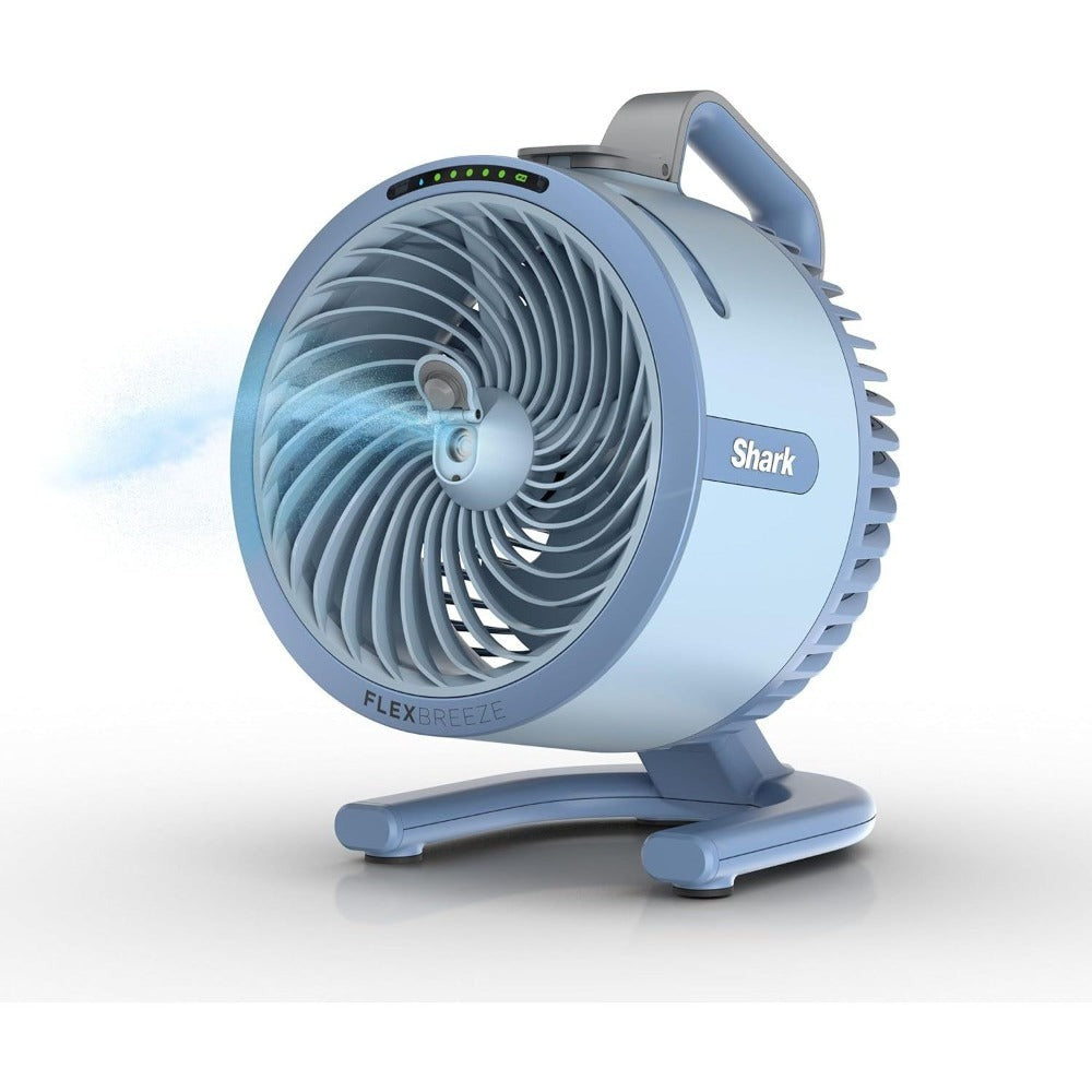 Shark FlexBreeze HydroGo Pro Portable Misting Fan - Indoor Outdoor Evaporative Mist, 5 Speeds + BreezeBoost, Corded & Cordless, 29Hr Battery, 70ft Coverage, Oscillating, Sky Color - Refurbished