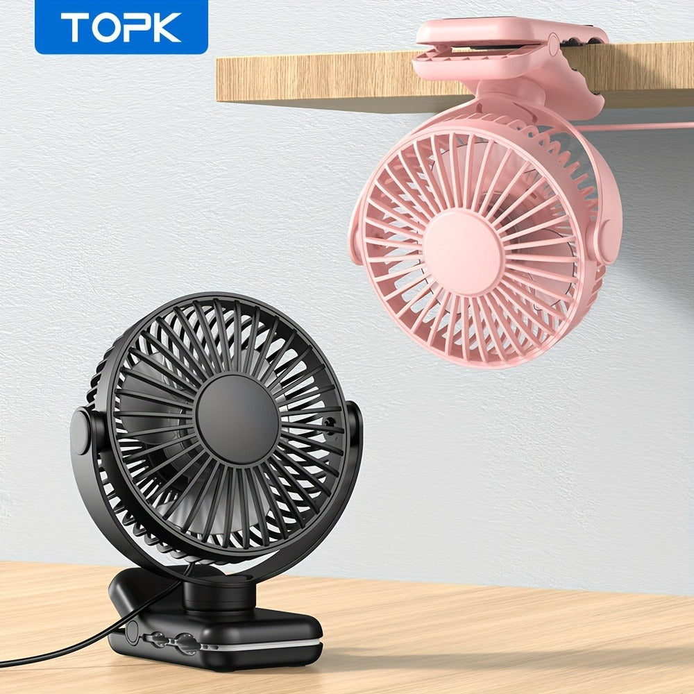 Clip on Fan USB Desk Fan, Brushless Motor Whisper Quiet Portable Mini Fan with Strong Clamp, USB Powered Personal Cooling Fan for Office Bedroom Dorm Stroller, 360¡ã Adjustable, Black Pink