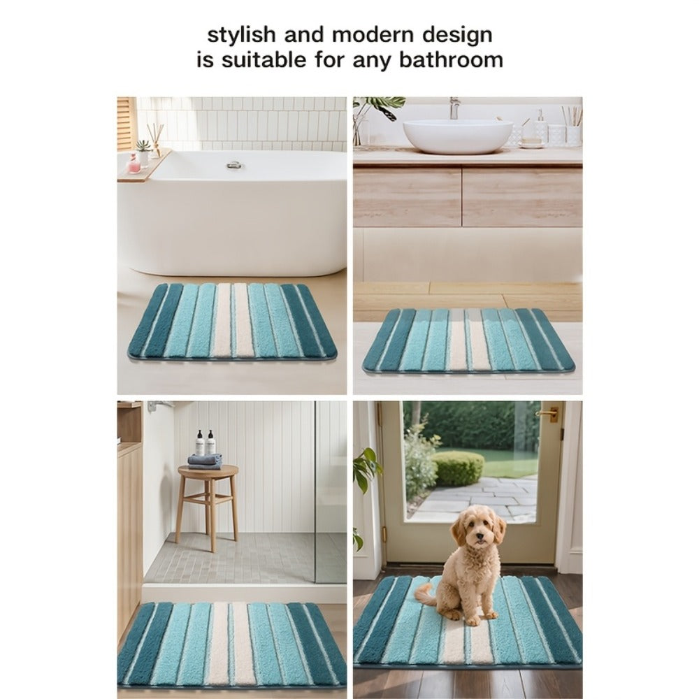 Chenille Bath Rug Non-Slip Absorbent Bathroom Mat ¨C Extra Thick 1850g/©O Plush Washable Floor Mat for Bathroom Shower
