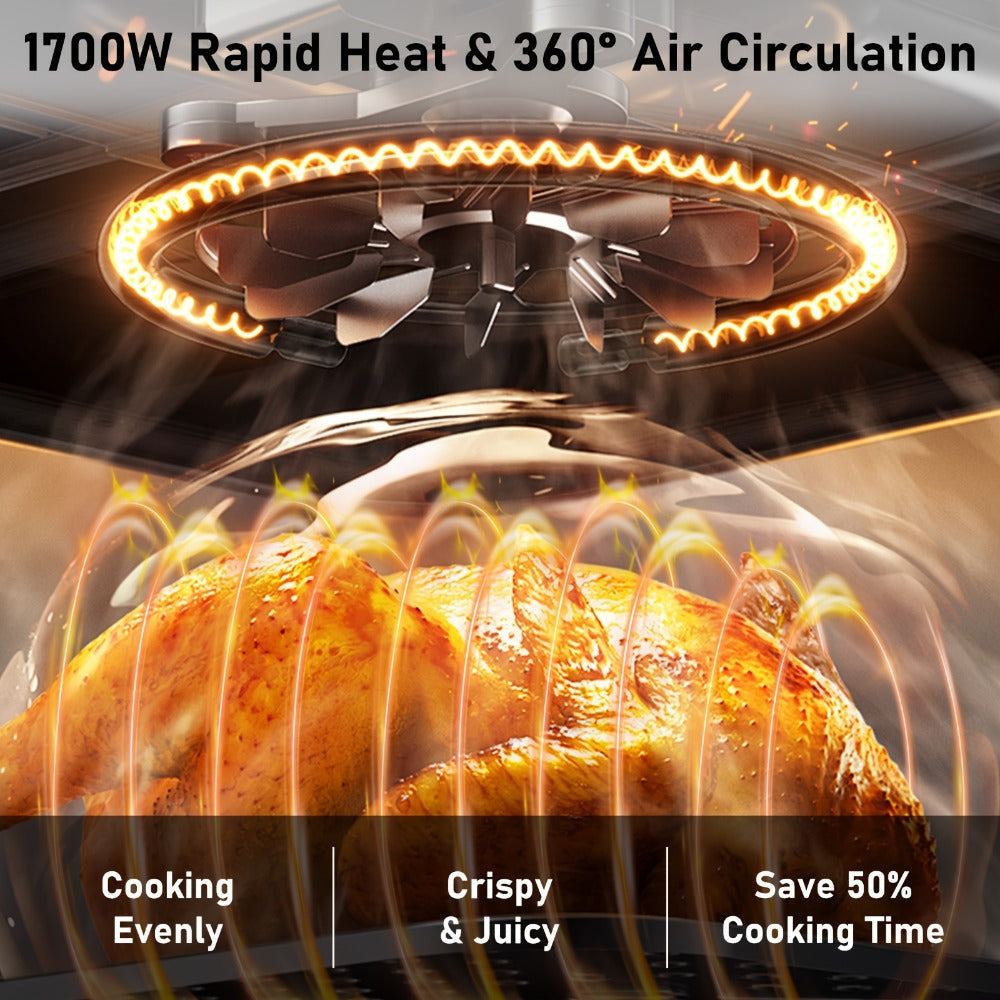 Air Fryer Convection Oven 12QT ¨C 12-in-1 Multi-Function, Touchscreen, Visible Window, Oil-Free Non-Stick Basket, One-Touch Operation, Baking, Roasting, Dehydrating & Fast Cooking