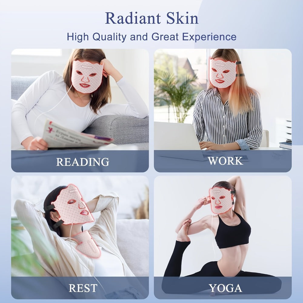 Red Light Therapy Face Mask ¨C 7-in-1 LED Device for Face, Neck & Chest, 95 Beads 650nm & 850nm Dual Wavelength, Flexible Soft Silicone, Remote Control, Anti-Aging Home Spa Beauty Gift for Women